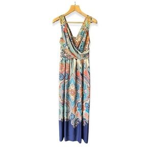 Anthropologie Maeve Vizcaya Multicolor Paisley Print Maxi Dress, Size 0